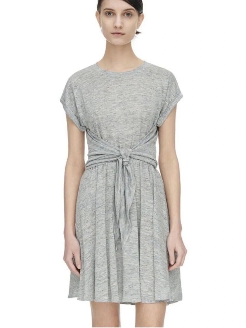Rebecca Taylor linen Heather Gray Knot-Tie  Dress XS